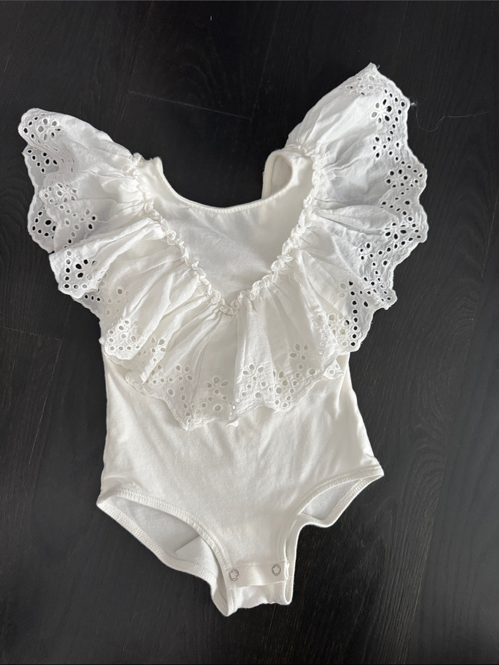 Zara White Eyelet Ruffle Girls Bodysuit